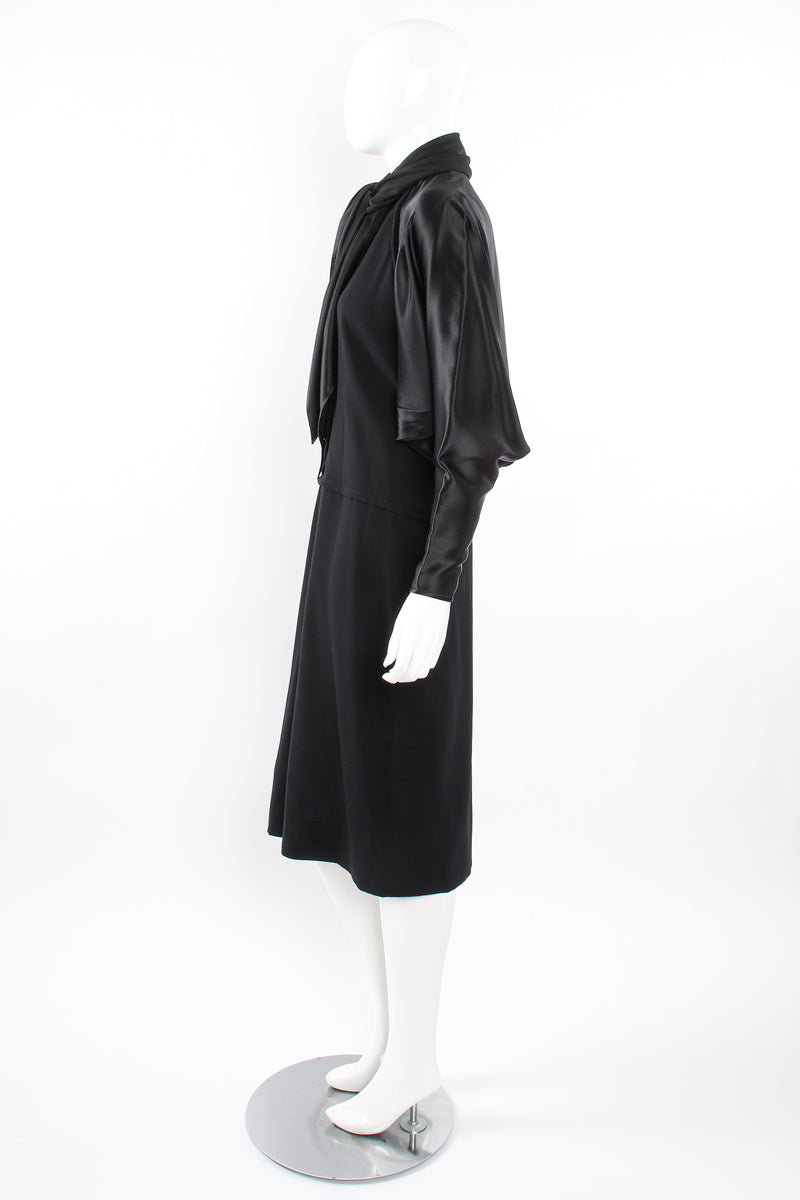 Vintage Galanos Scarf Tie Batwing Dress on mannequin side at Recess Los Angeles