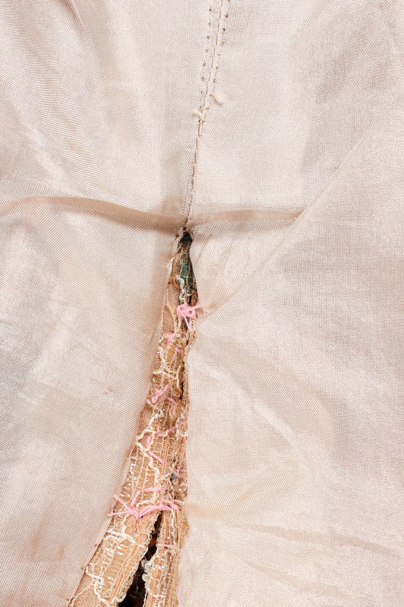 Vintage Galanos Jeweled Floral Lace Overlay Dress back slit seam detail @ Recess LA