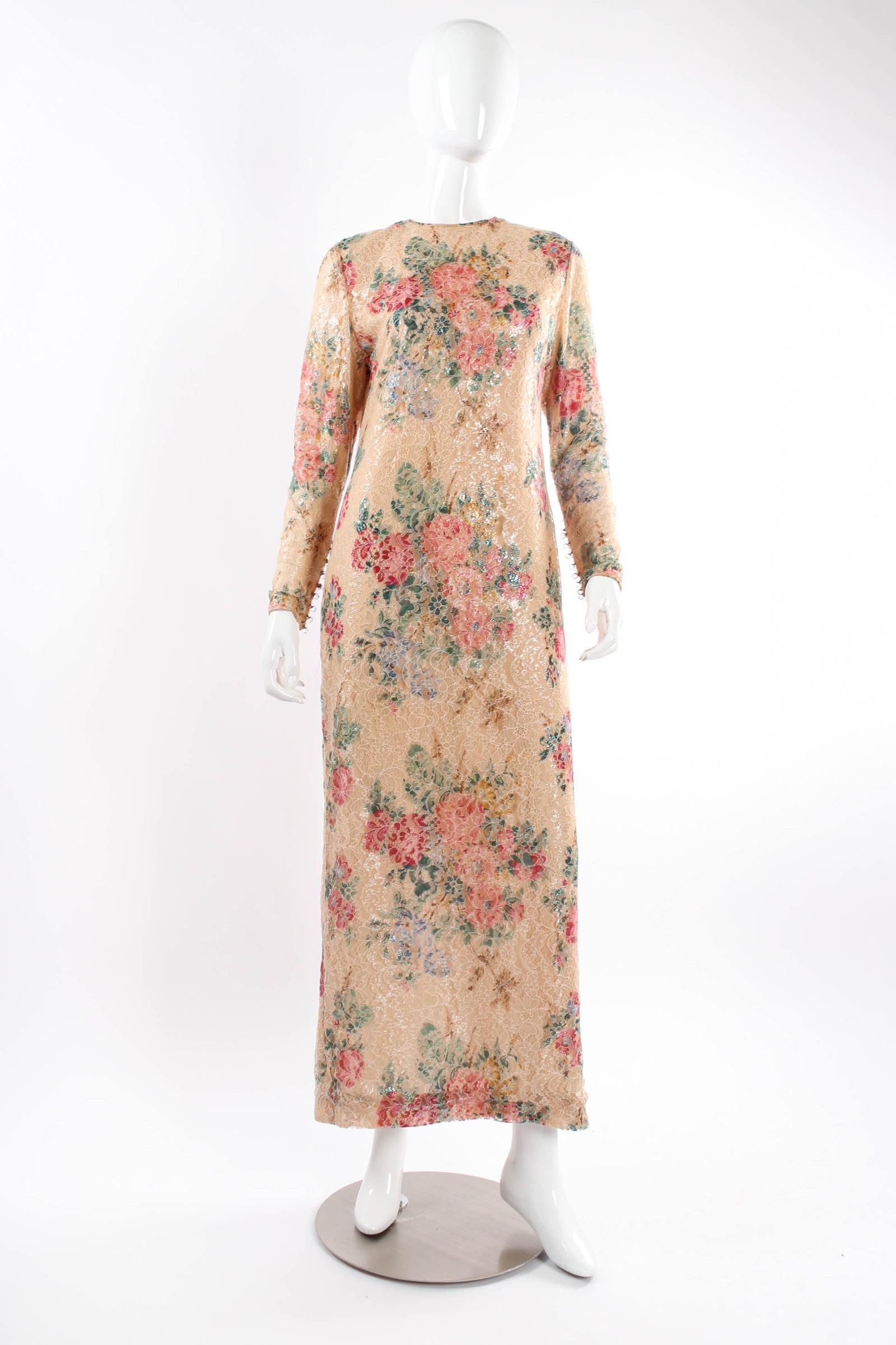 Vintage Galanos for Neiman Marcus Jeweled Floral Lace Overlay Dress – Recess