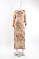 Vintage Galanos Jeweled Floral Lace Overlay Dress mannequin front  @ Recess LA