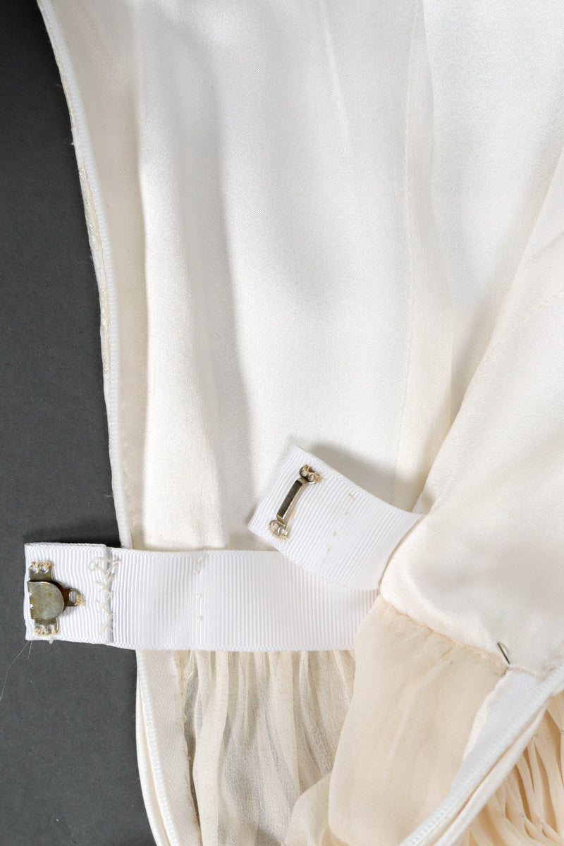 Vintage Galanos Satin Ribbon Stripe Panel Dress hook-and-tab inseam belt@ Recess LA
