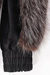 Vintage Galanos Suede Coyote Fur Jacket sleeve cuff at Recess Los Angeles