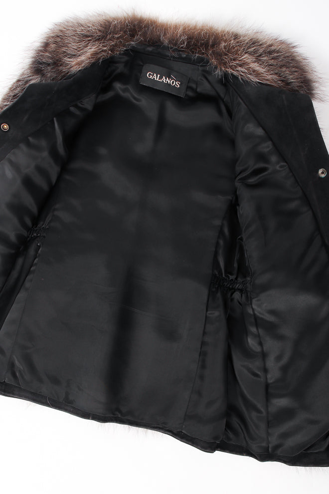 Vintage Galanos Suede Coyote Fur Jacket lining at Recess Los Angeles