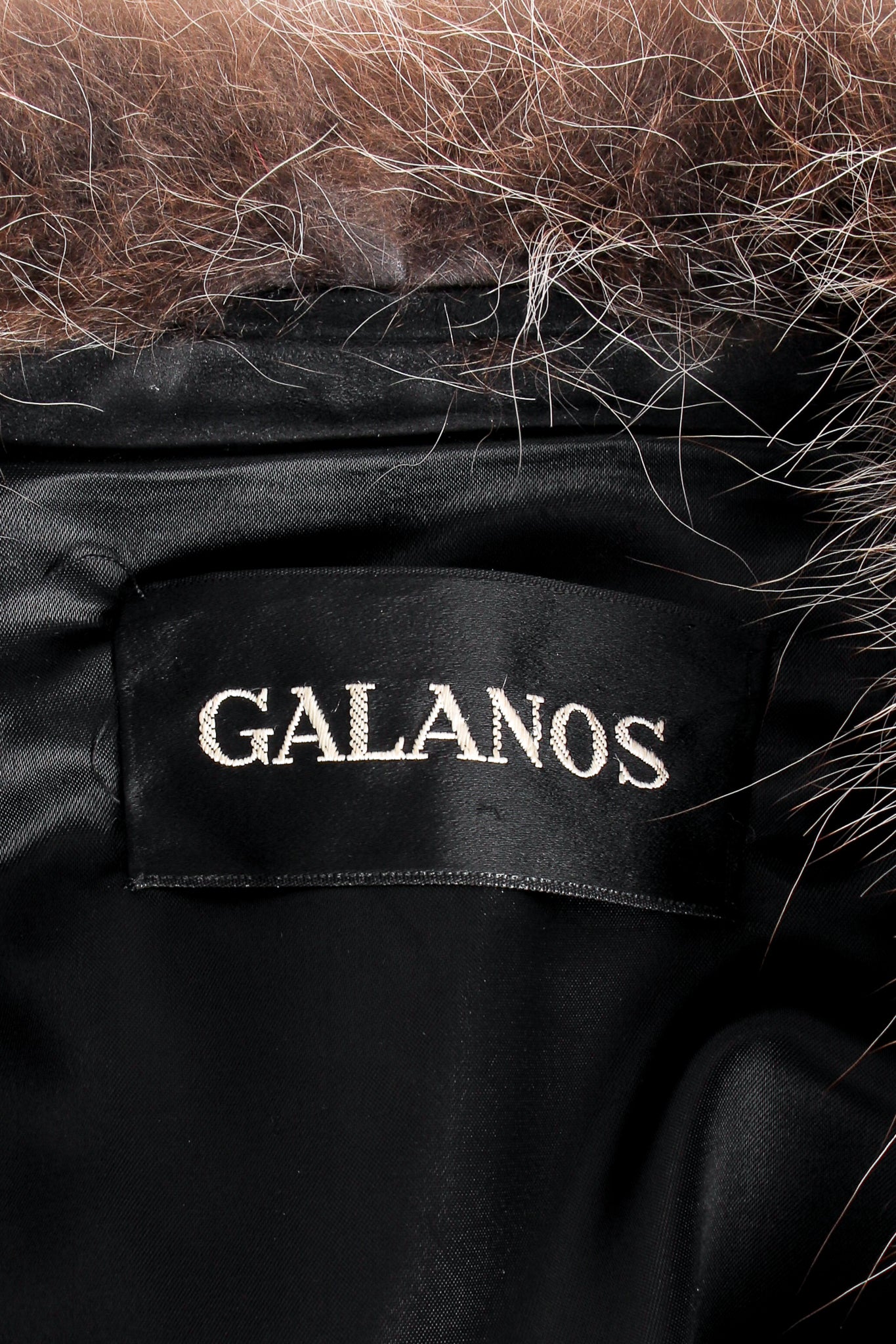Vintage Galanos Suede Coyote Fur Jacket label at Recess Los Angeles
