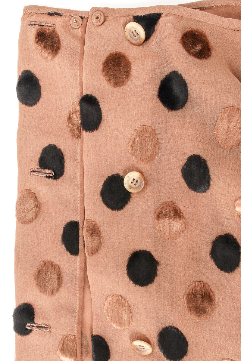 Vintage Galanos Velvet Dot Crinkle Chiffon Blouse buttons at Recess Los Angeles