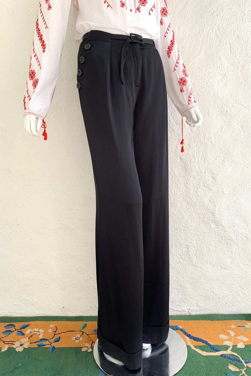 Vintage John Galliano Belted Silk Sailor Pant on Mannequin Angle at Recess Los Angeles
