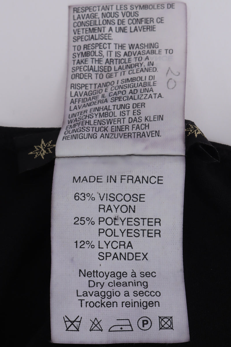 Black lycra backless halter jumpsuit with y-chain belt detail by Plein Sud tag @recessla