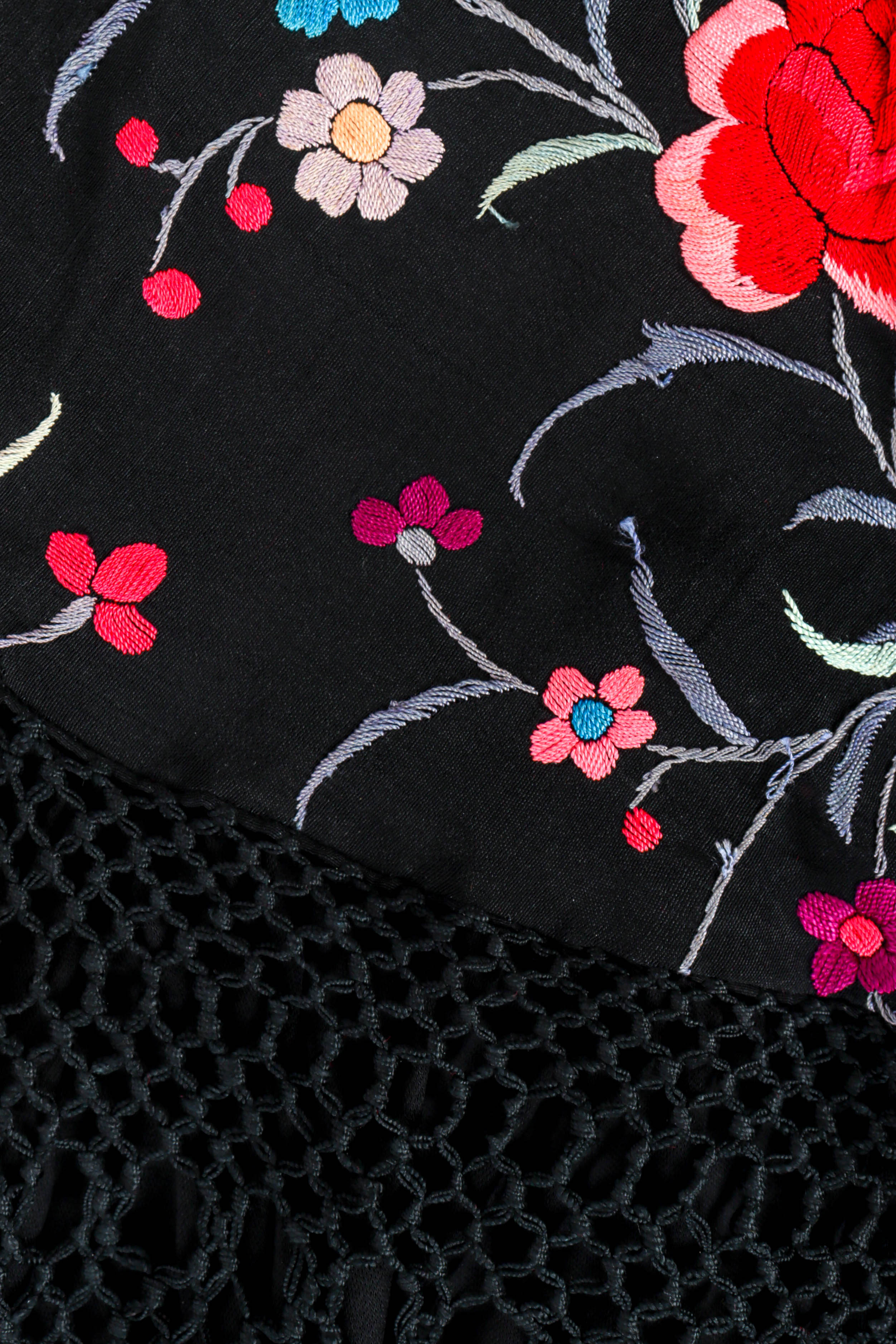 Vintage Gary Saxe Botanical Floral Fringe Dress floral embroidery/piano fringe @ Recess LA