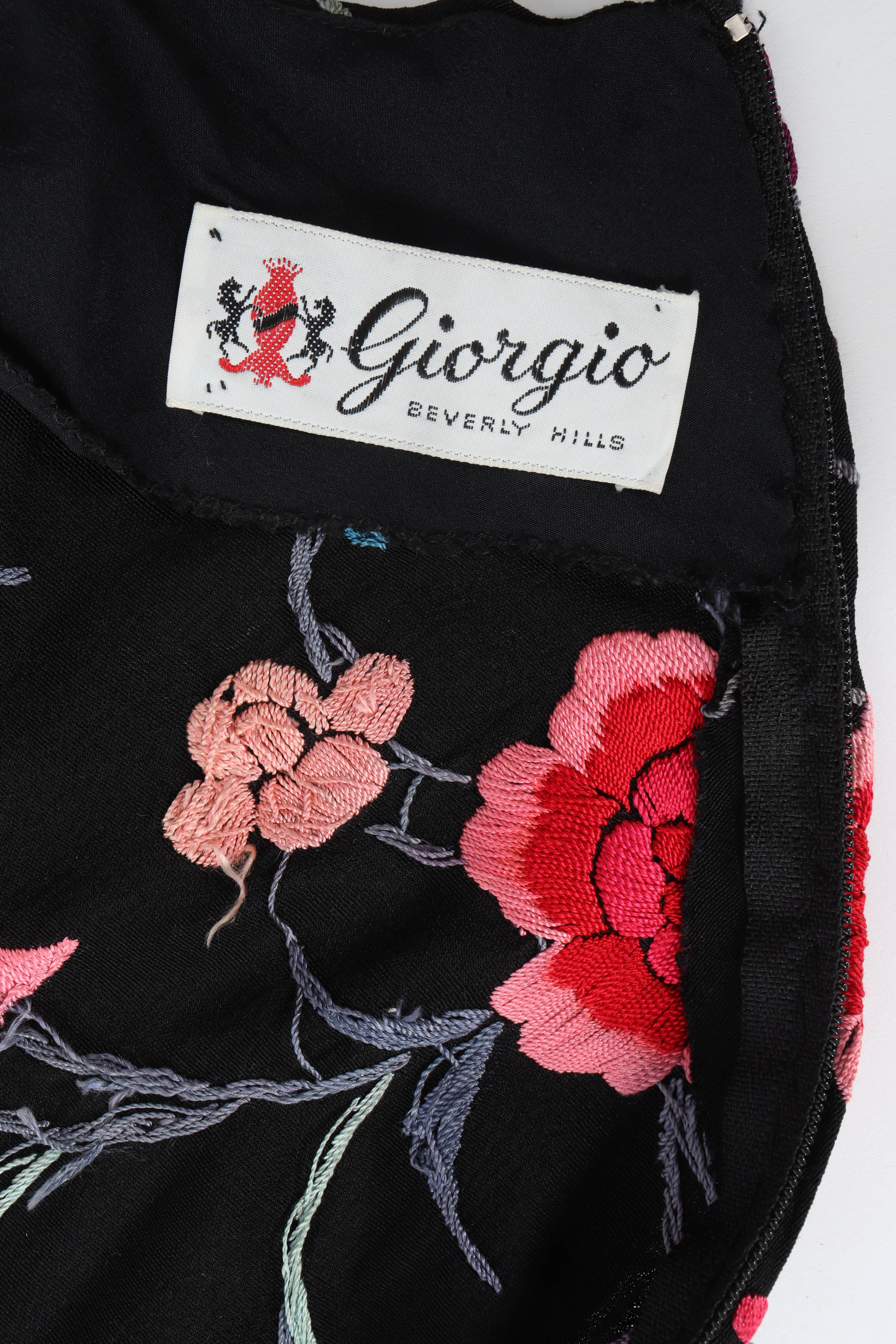 Vintage Gary Saxe Botanical Floral Fringe Dress giorgio tag @ Recess LA