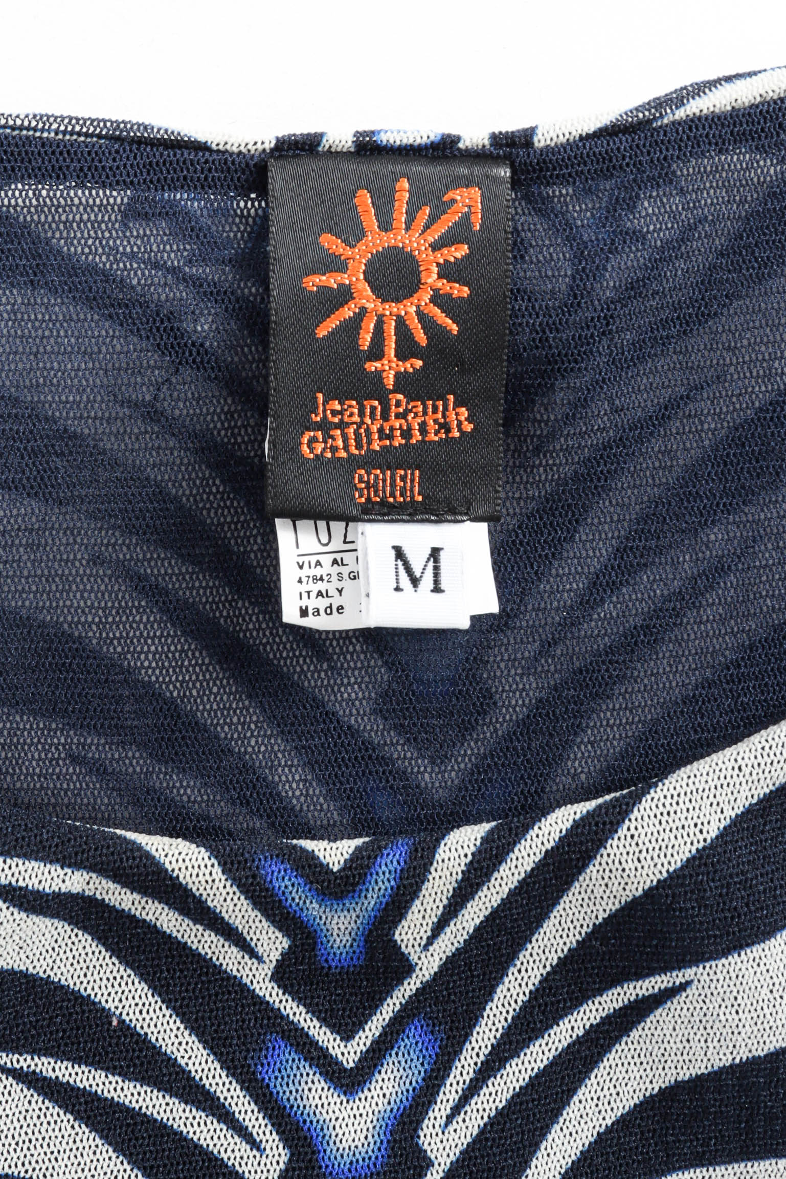 Vintage Jean Paul Gaultier Soleil Mesh Tribal Print Top tag @ Recess LA