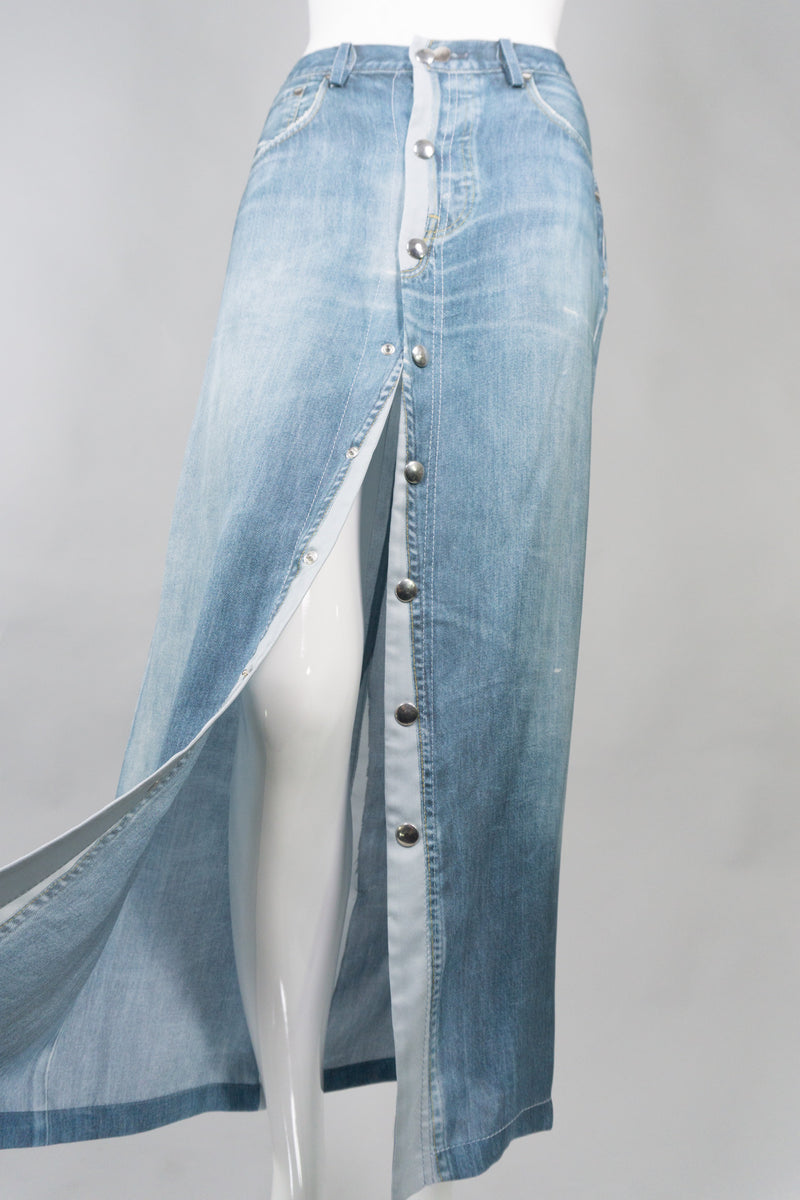 Jean Paul Gaultier Silk Denim Trompe L'Oeil Jean Skirt – Recess