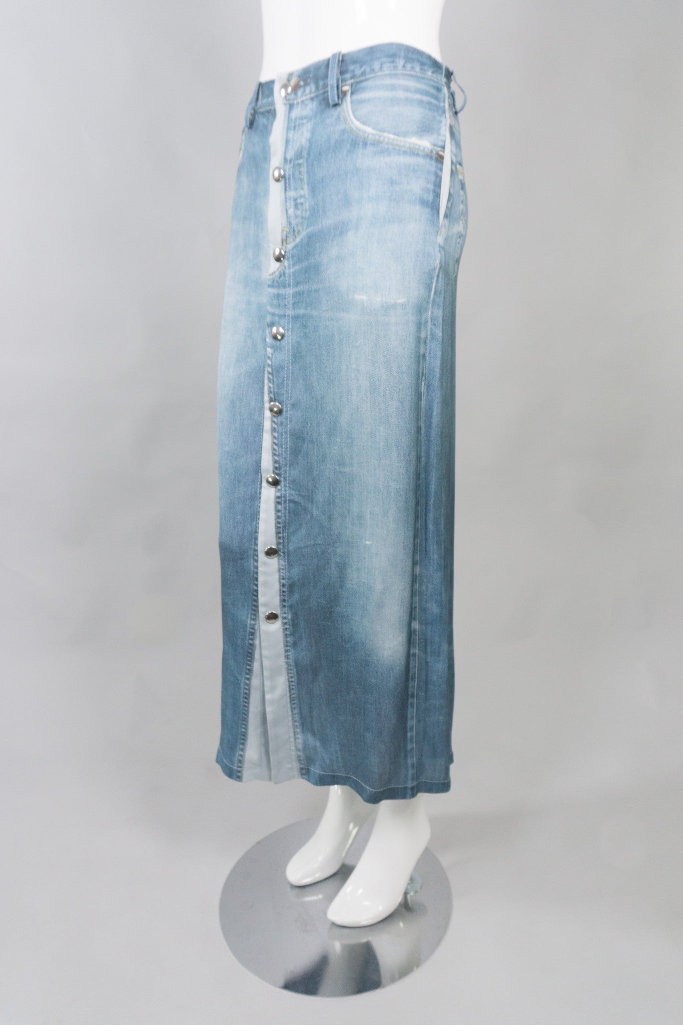 Jean Paul Gaultier Silk Denim Trompe L'Oeil Jean Skirt