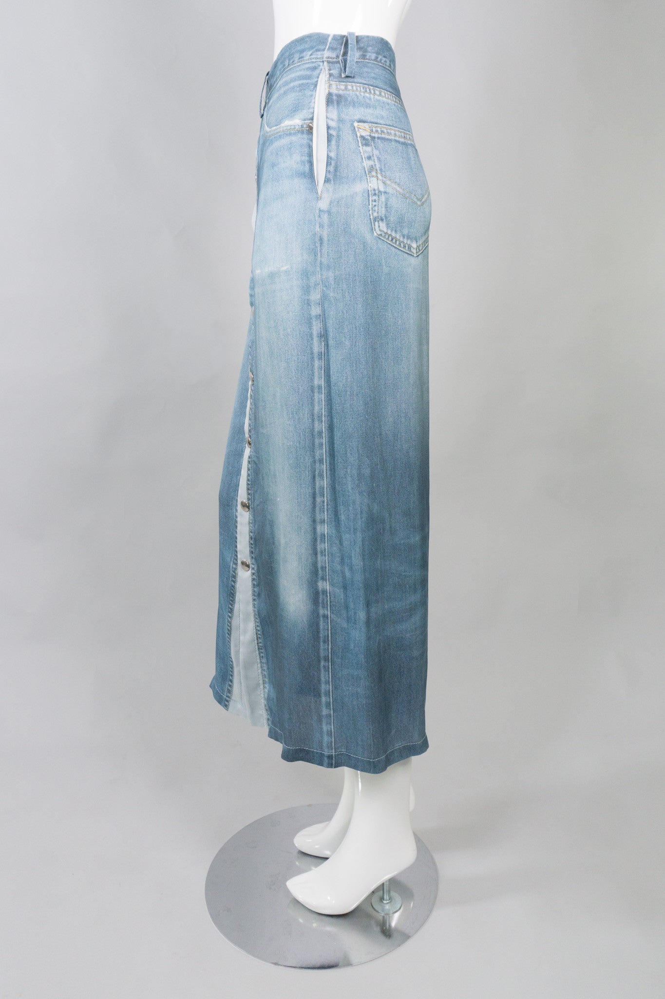 Jean Paul Gaultier Silk Denim Trompe L'Oeil Jean Skirt