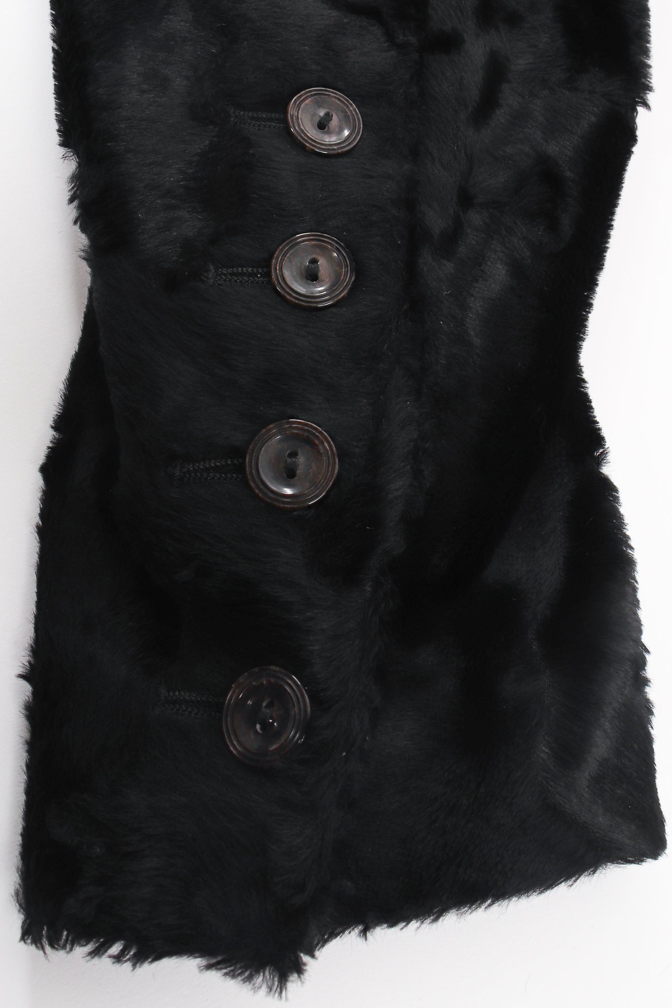 Vintage Jean Paul Gaultier Femme Faux Fur Panne Velvet Trench Coat sleeve cuff at Recess LA