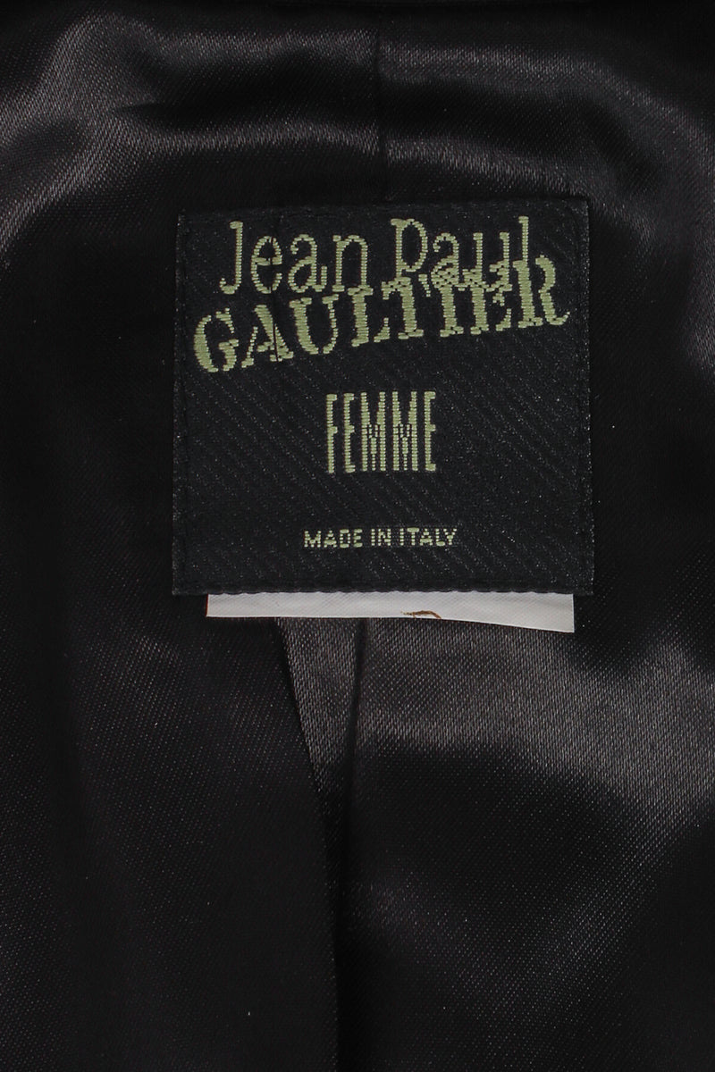 Vintage Jean Paul Gaultier Double Breasted Long Tailcoat label at Recess Los Angeles
