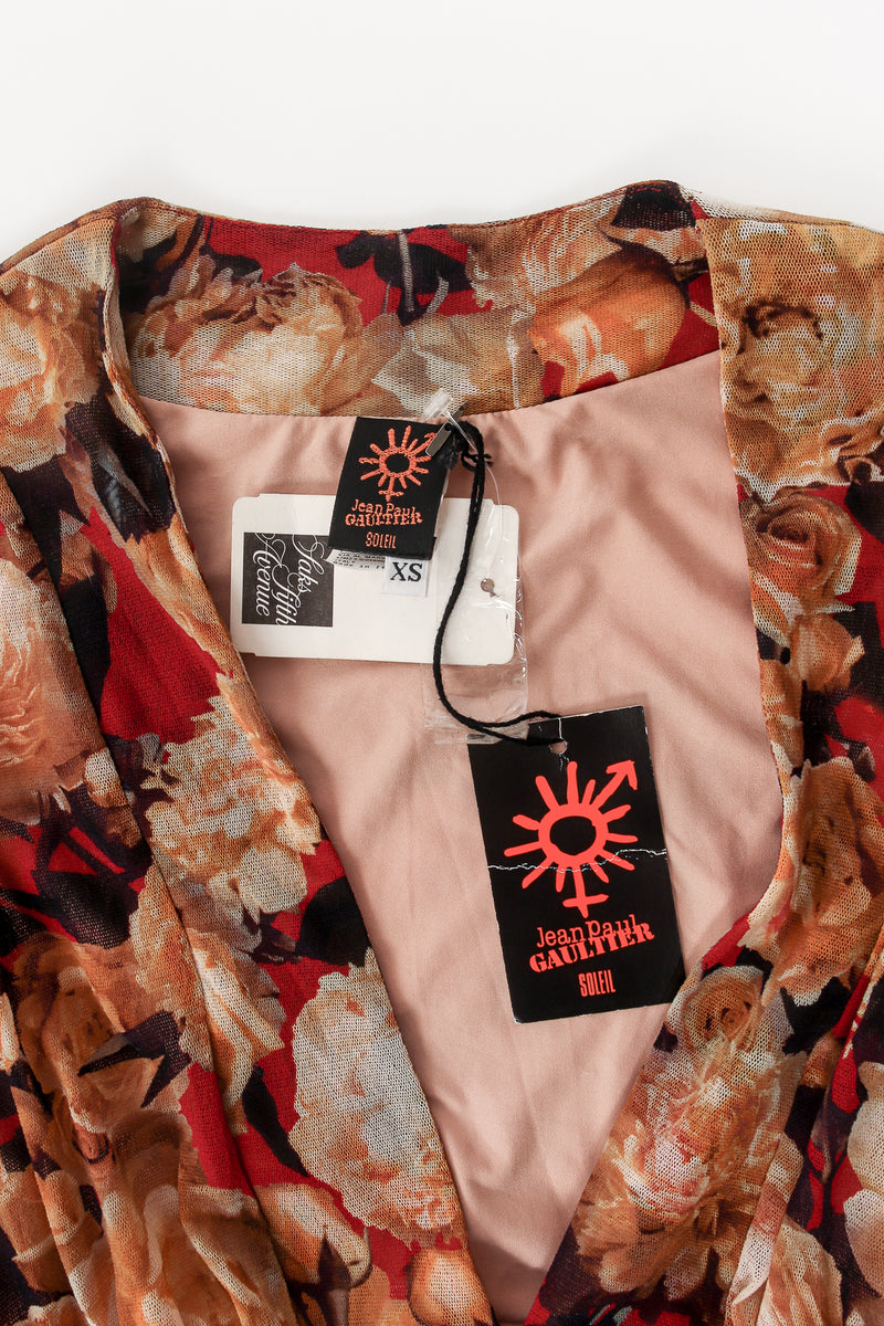 Jean Paul Gaultier Rose Print Peasant Mesh Maxi Dress Label at Recess LA
