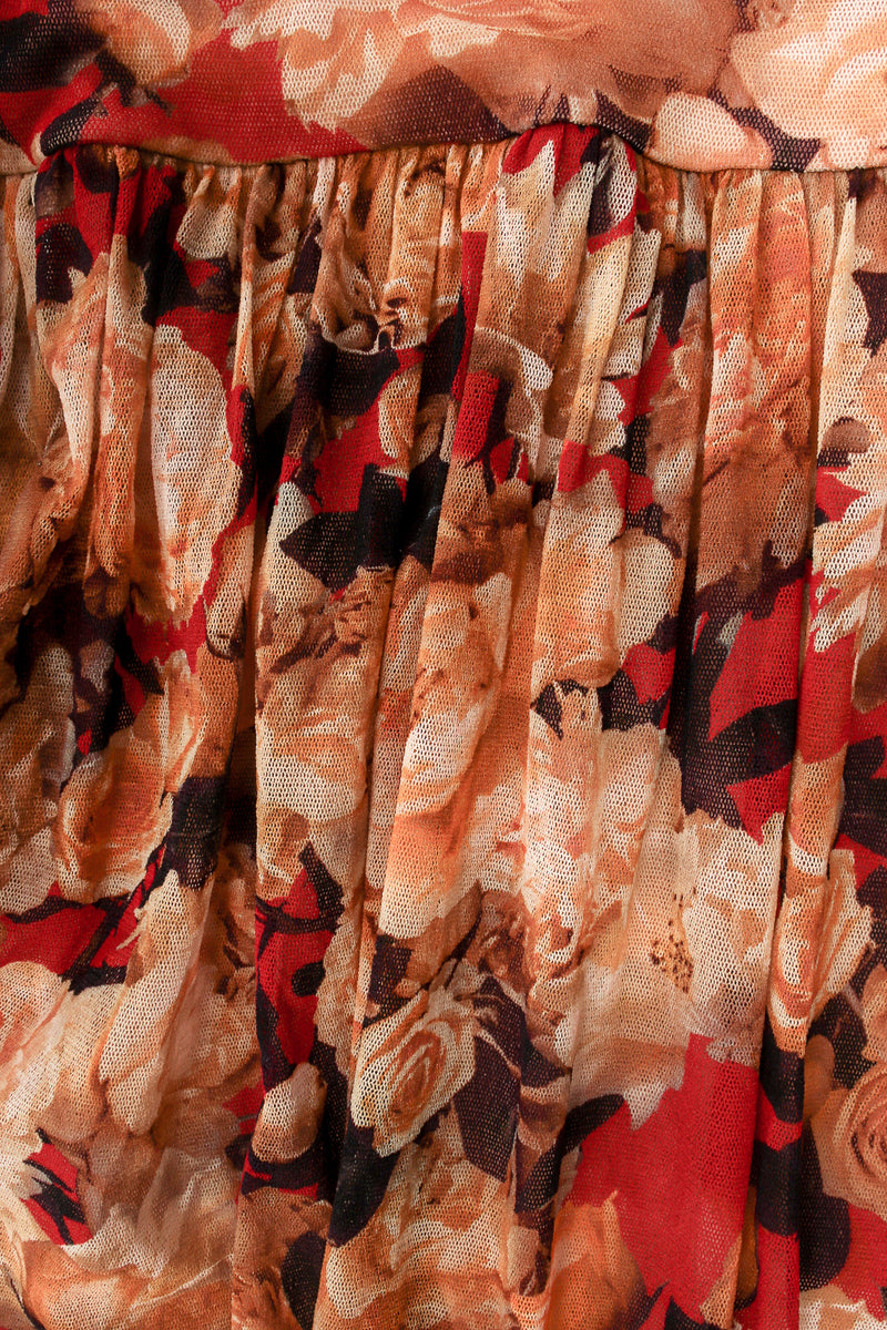 Jean Paul Gaultier Rose Print Peasant Mesh Maxi Dress Detail at Recess LA