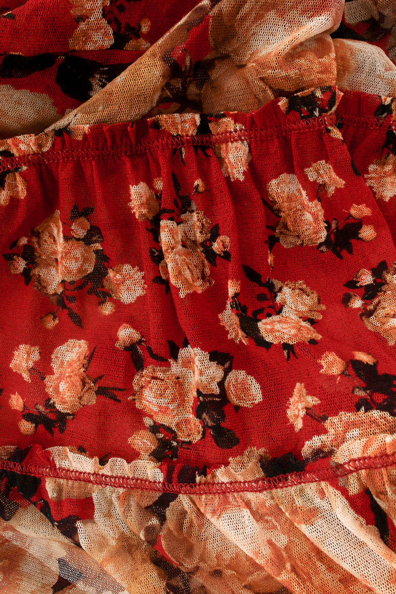 Jean Paul Gaultier Rose Print Peasant Mesh Maxi Dress Detail at Recess LA