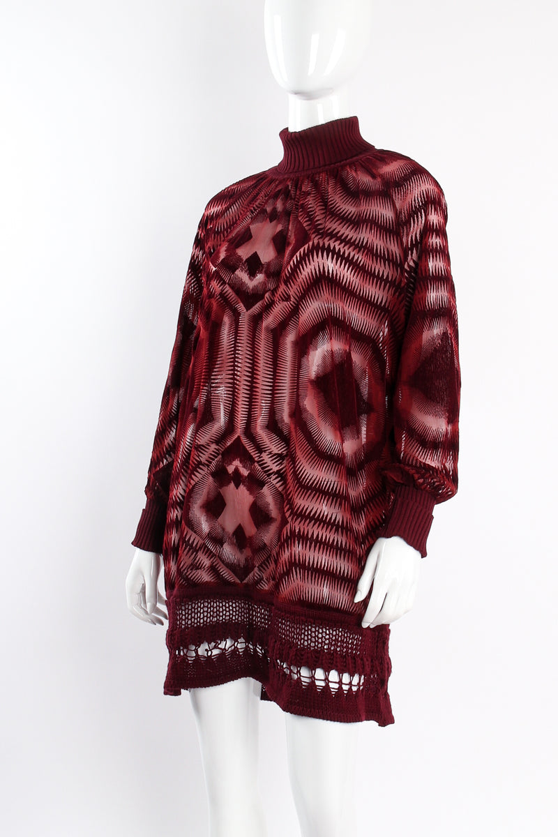 Vintage Jean Paul Gaultier Sheer Turtleneck Crochet Dress on mannequin crop at Recess Los Angeles