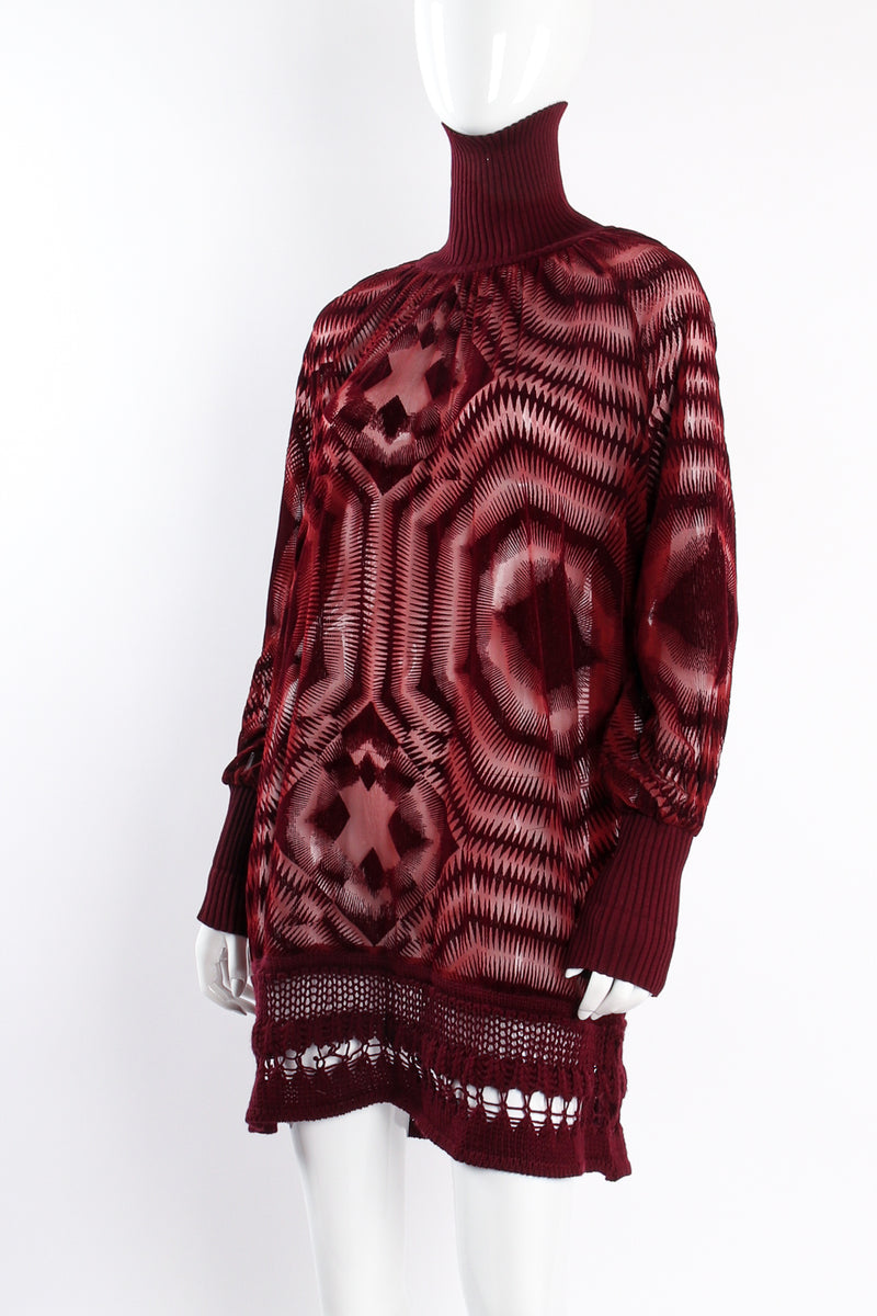 Vintage Jean Paul Gaultier Sheer Turtleneck Crochet Dress on mannequin unfold at Recess Los Angeles