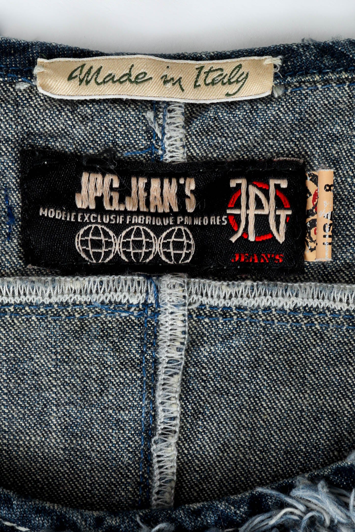 Vintage Jean Paul Gaultier Frayed Denim Patches Dress tag @ Recess LA