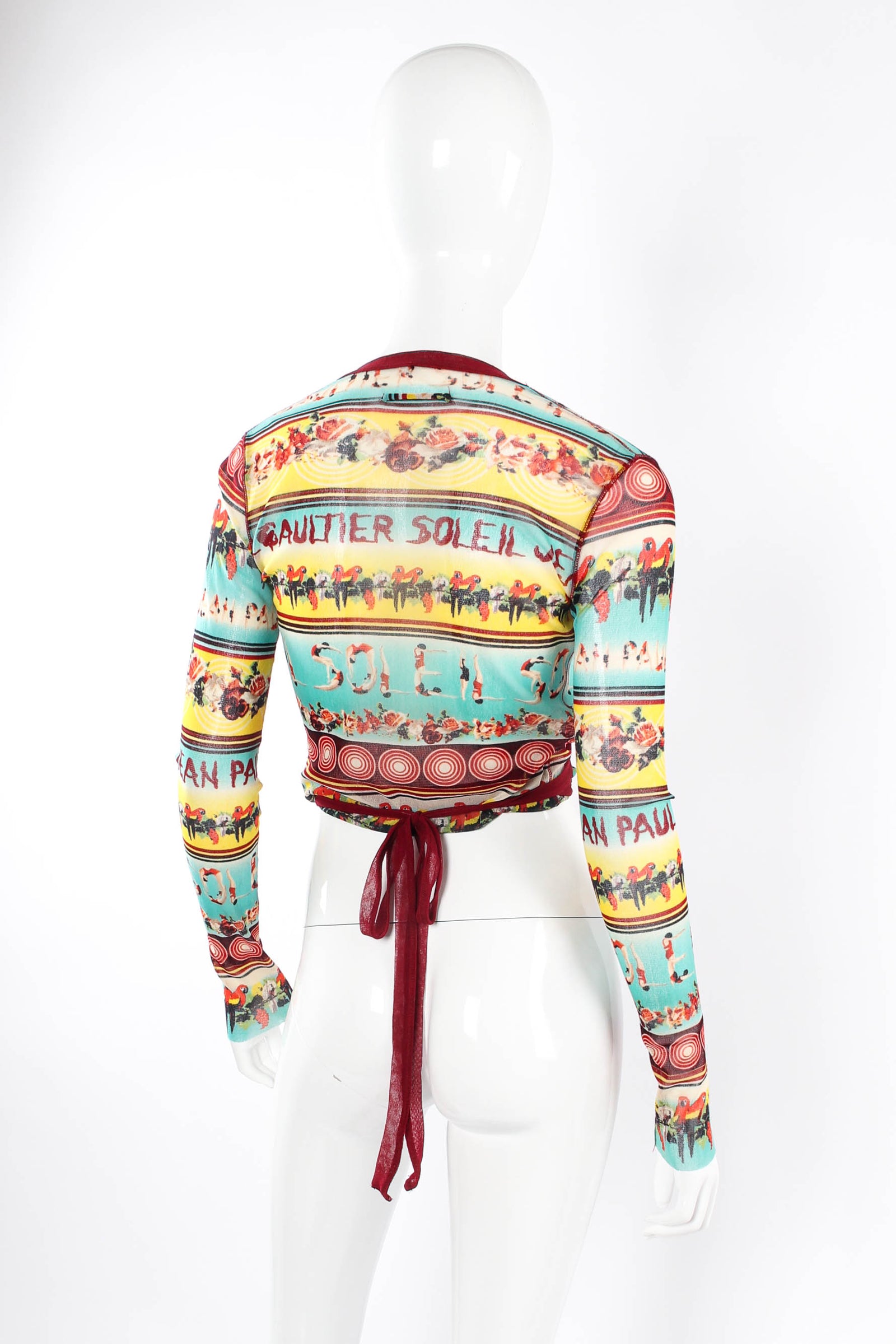 Vintage Jean Paul Gaultier Soleil Tropical Pop Print Mesh Wrap Top