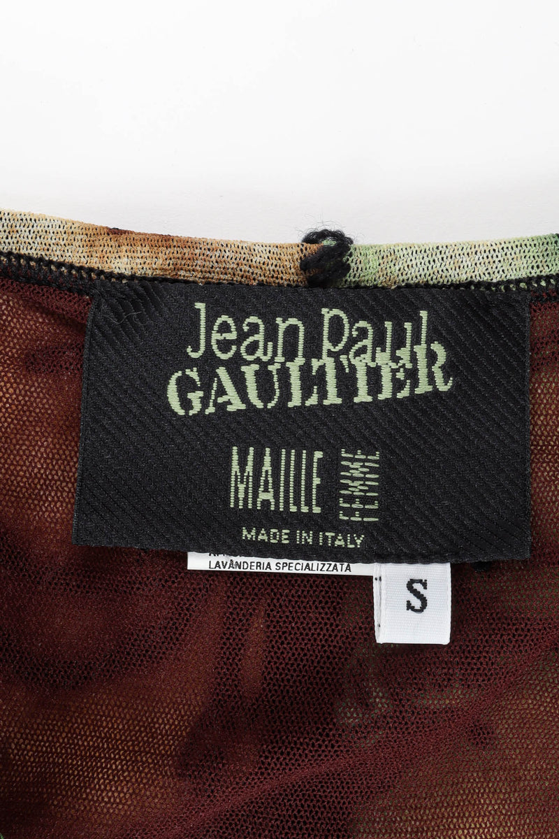 Vintage Jean Paul Gaultier 1990s Iconic Faces Mesh Skirt tag @ Recess Los Angeles