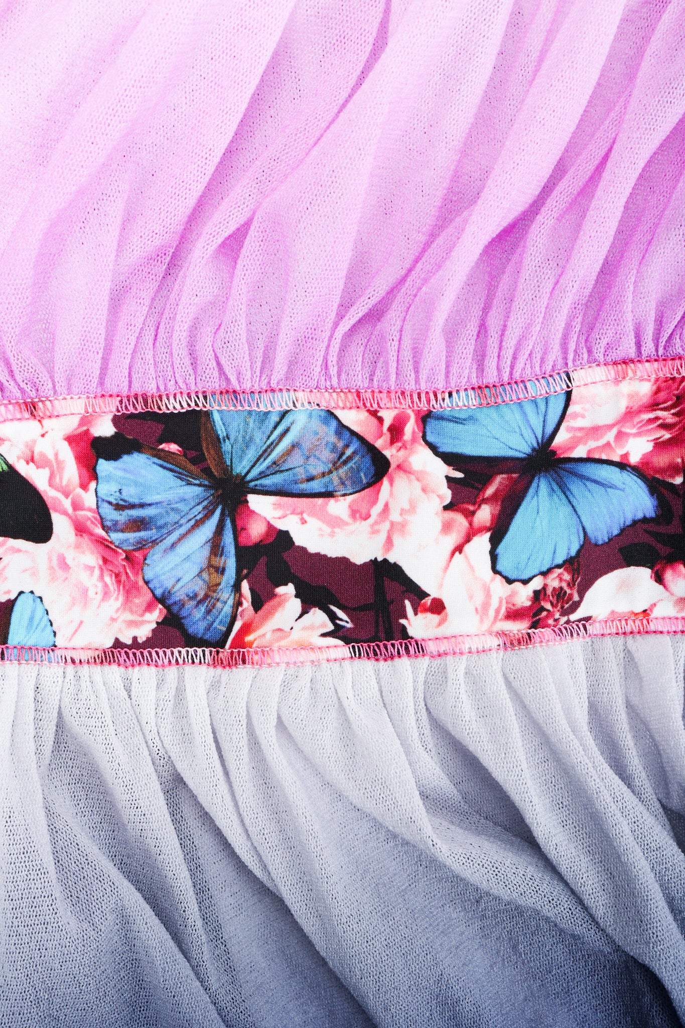 Vintage Jean Paul Gaultier Soleil Tiered Mesh Butterfly Dress skirt banding at Recess