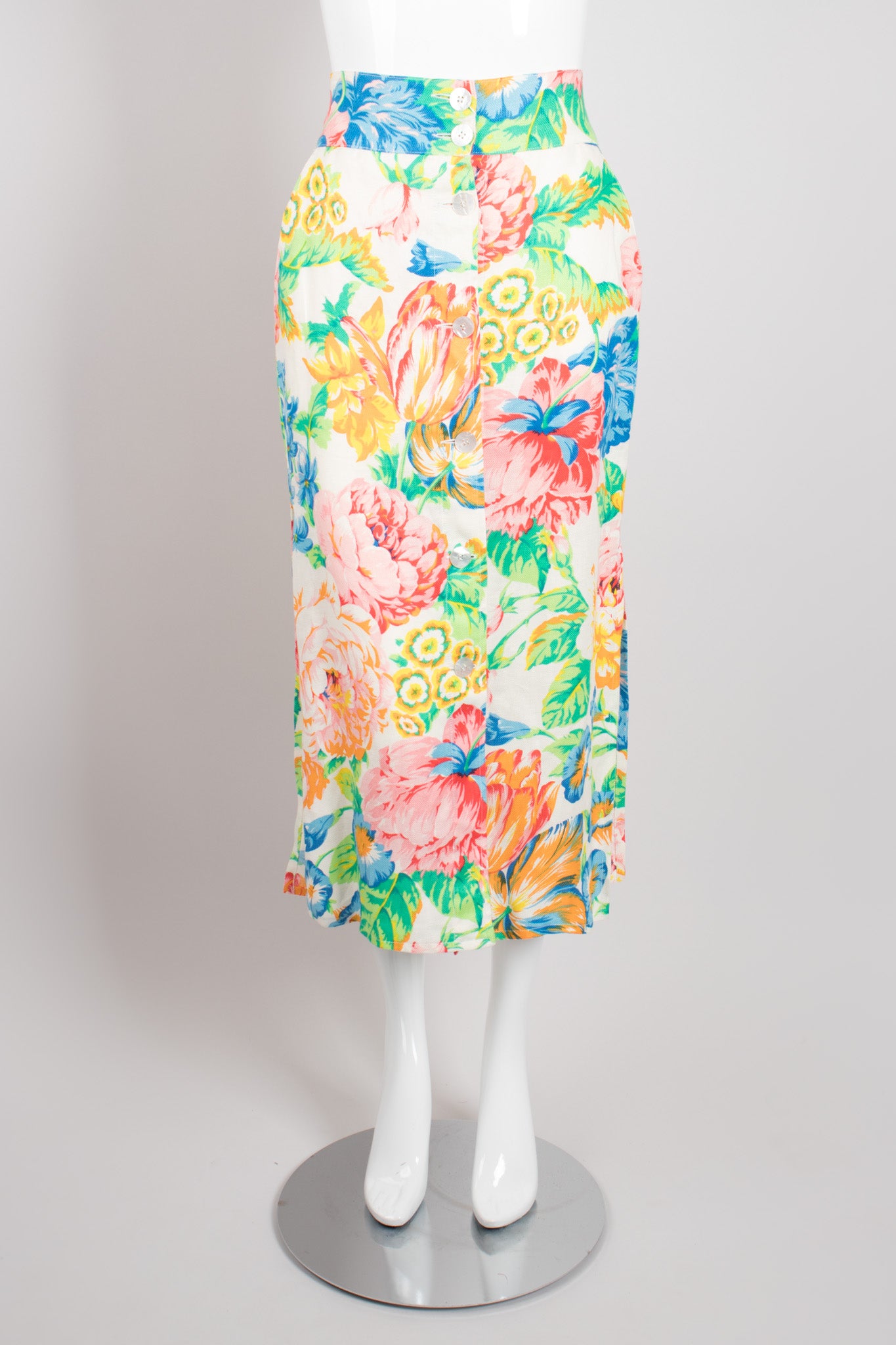 Genny Flax Gauze Floral Print Top & Skirt Set