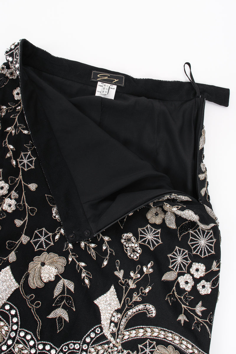 Vintage Genny Floral Beaded Mini Skirt lining at Recess Los Angeles