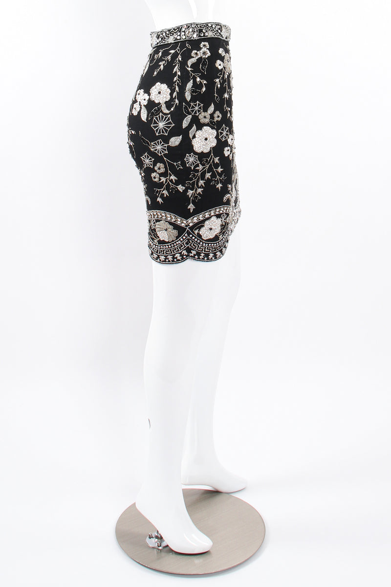 Vintage Genny Embellished Mesh Mini Skirt on mannequin side at Recess Los Angeles
