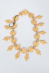 Vintage Genny Etruscan Matte Gold Pointed Collar Necklace on Grey at Recess