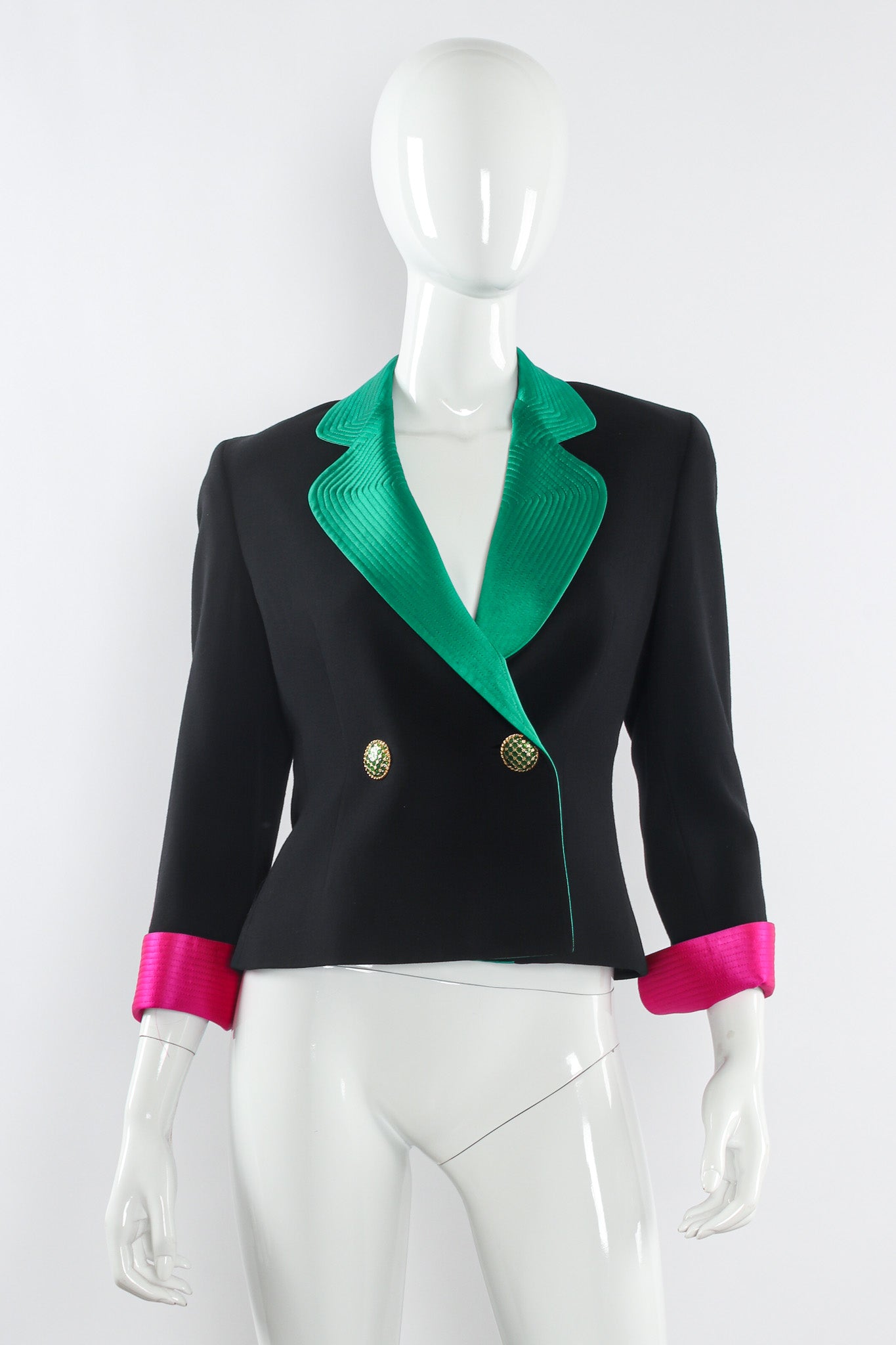 Vintage Genny Color Block Wool Crop Blazer – Recess