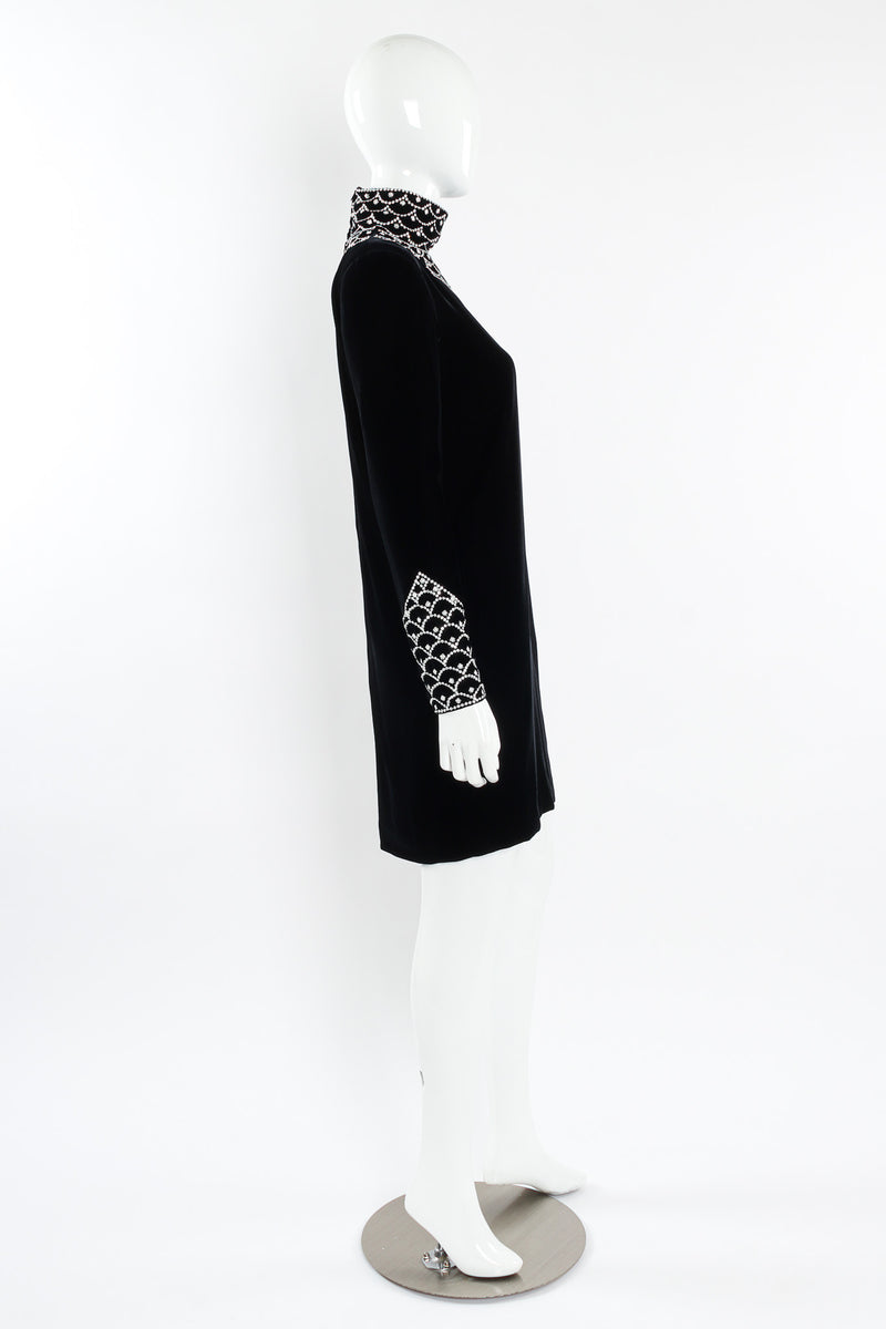 Vintage Genny Scalloped Rhinestone Velvet Dress mannequin side @ Recess LA