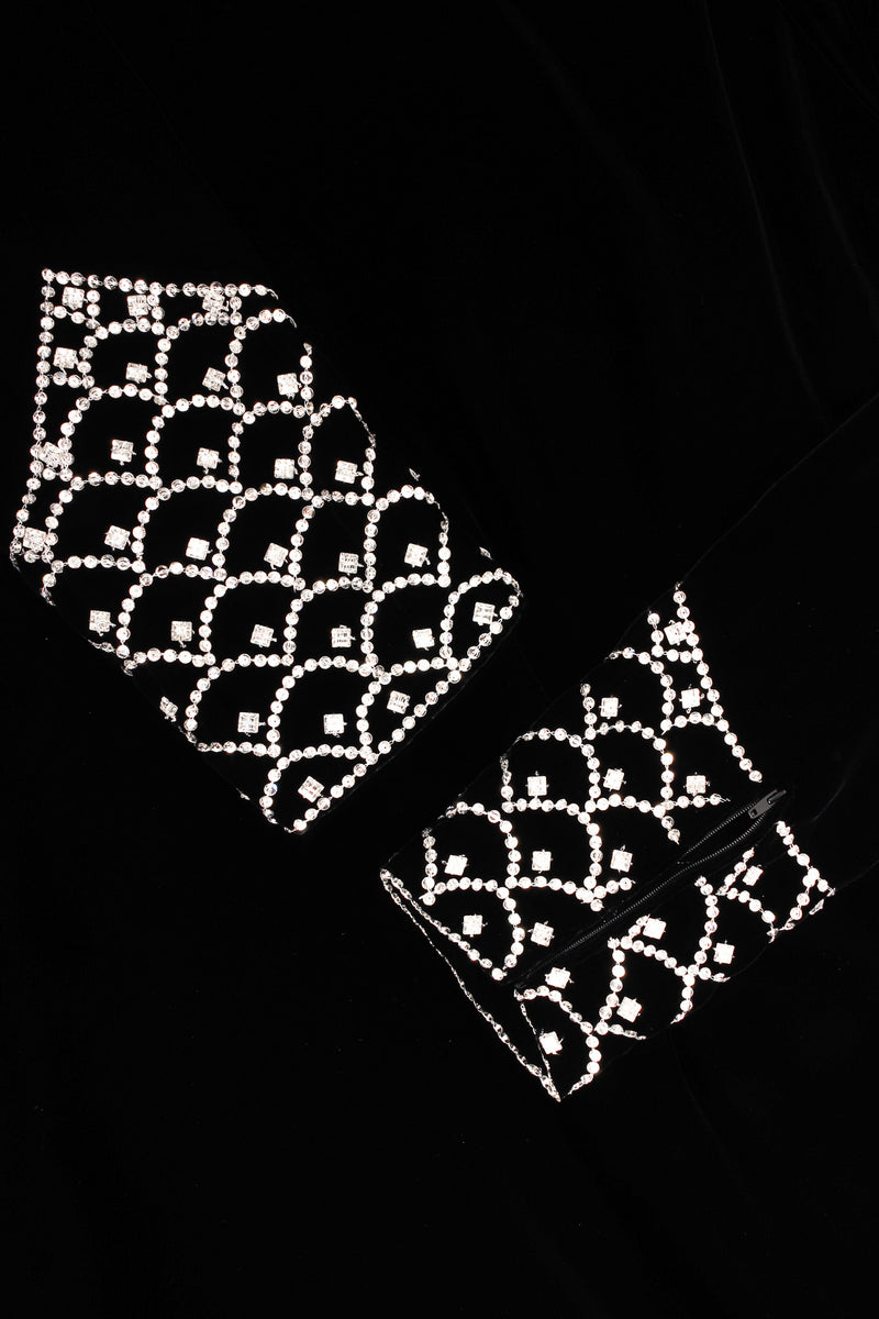 Vintage Genny Scalloped Rhinestone Velvet Dress zipper sleeve cuff @ Recess LA