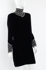 Vintage Genny Scalloped Rhinestone Velvet Dress mannequin close angle @ Recess LA