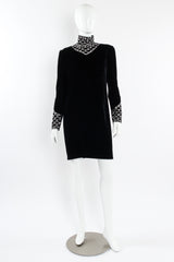 Vintage Genny Scalloped Rhinestone Velvet Dress mannequin front @ Recess LA