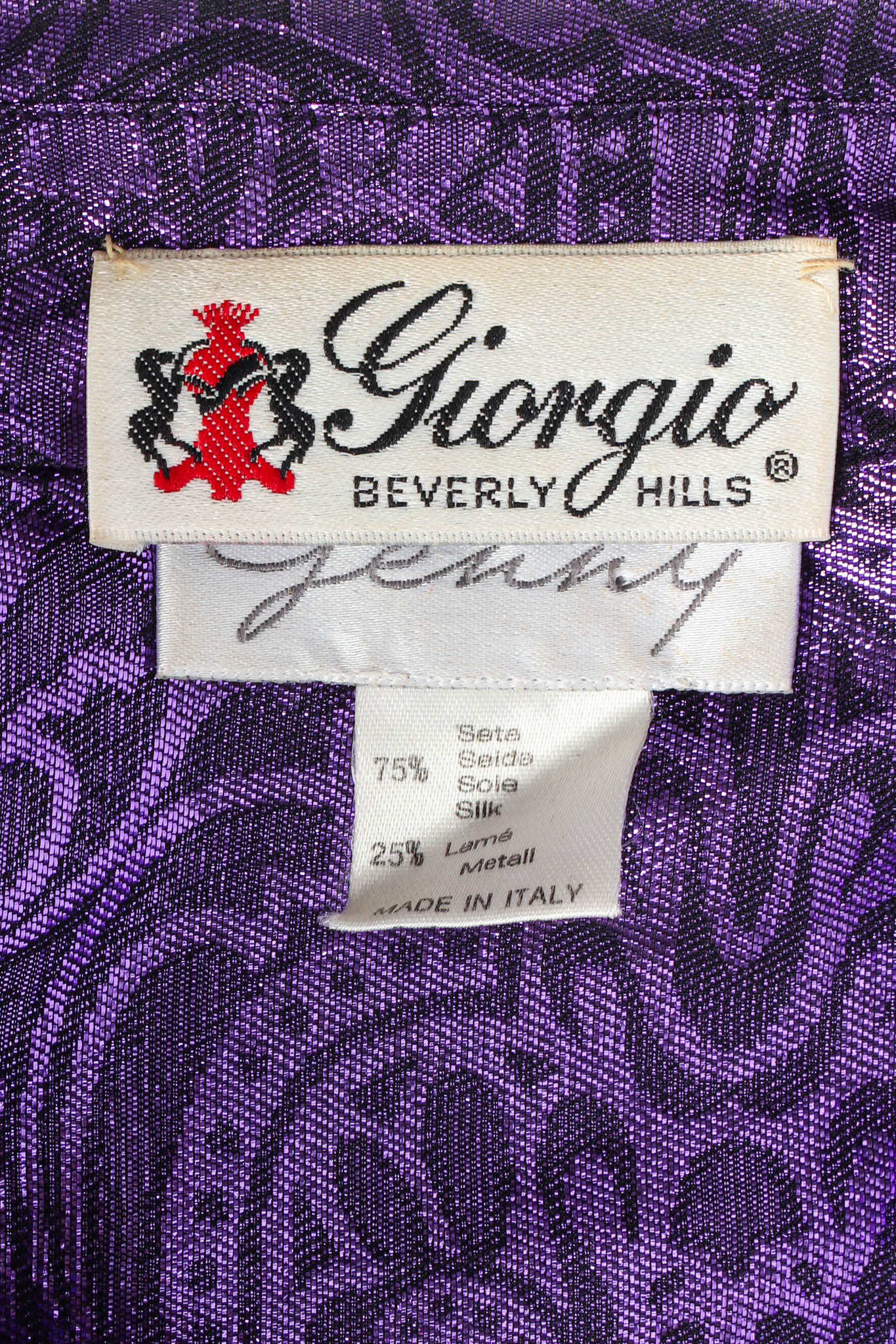 Vintage Genny for Giorgio Silk Lamé Brocade Blouse tags @ Recess LA