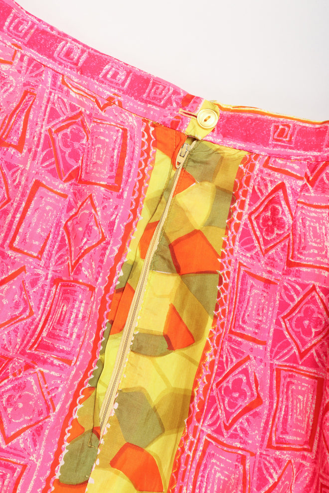 Recess Los Angeles Vintage Geno California Silk Tiki Rose Top & Skirt Set