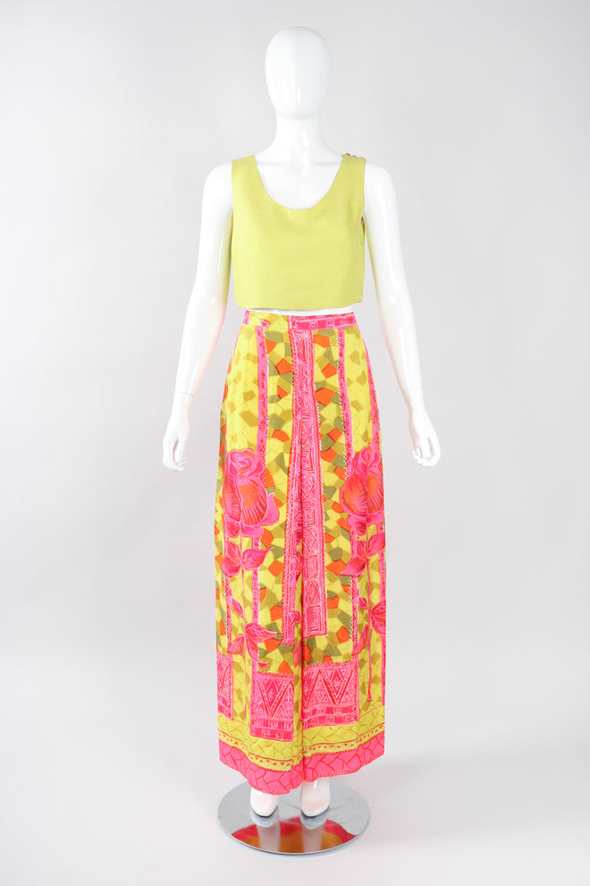 Recess Los Angeles Vintage Geno California Silk Tiki Rose Top & Skirt Set