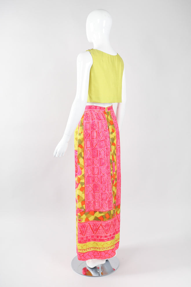 Recess Los Angeles Vintage Geno California Silk Tiki Rose Top & Skirt Set