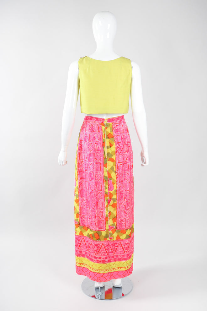 Recess Los Angeles Vintage Geno California Silk Tiki Rose Top & Skirt Set