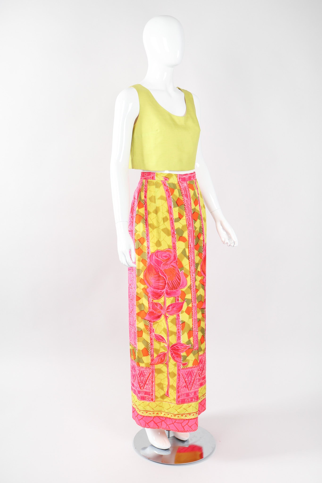 Recess Los Angeles Vintage Geno California Silk Tiki Rose Top & Skirt Set
