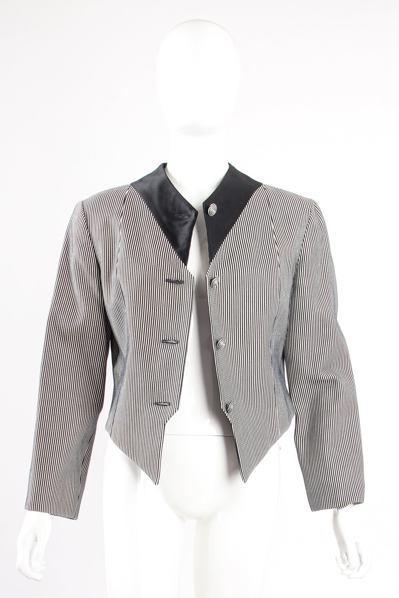 Vintage Geoffrey Beene Pointed Stripe Jacket on Mannequin open at Recess Los Angeles
