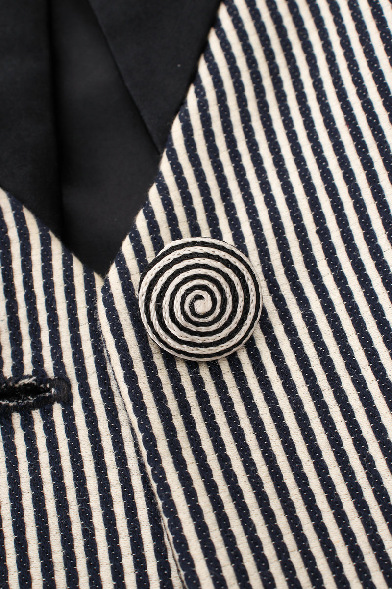 Vintage Geoffrey Beene Pointed Stripe Jacket on Mannequin button detail at Recess Los Angeles