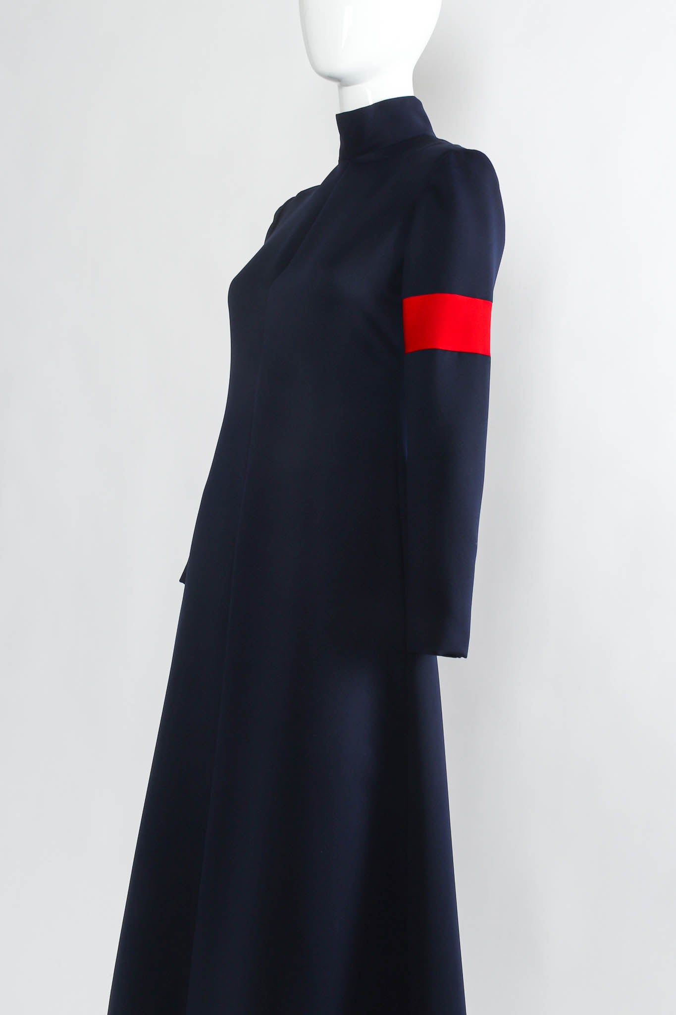 Vintage Geoffrey Beene for Saks Bold Stripe Navy Dress mannequin angle close @ Recess LA