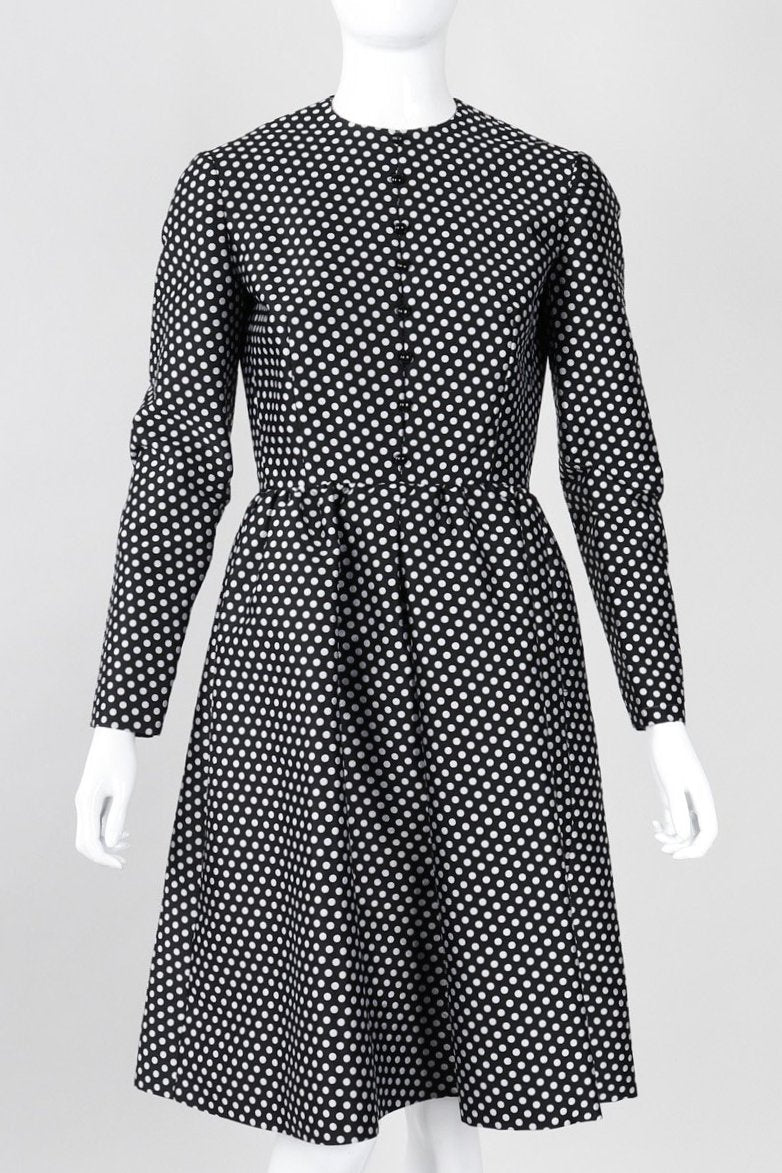 Recess Los Angeles Vintage Geoffrey Beene B&W Silk Dot Dress