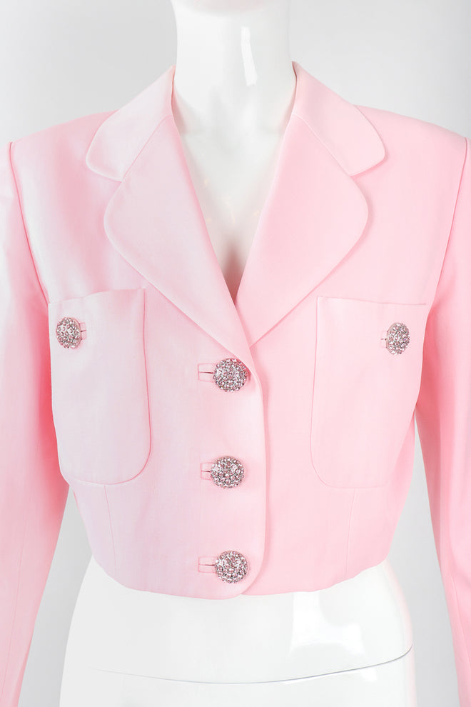 Recess Designer Consignment Vintage Georges Rech Millennial Pink Boxy Cropped Sateen Jacket Los Angeles Resale