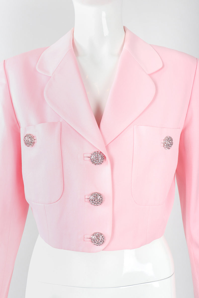 Recess Designer Consignment Vintage Georges Rech Millennial Pink Boxy Cropped Sateen Jacket Los Angeles Resale