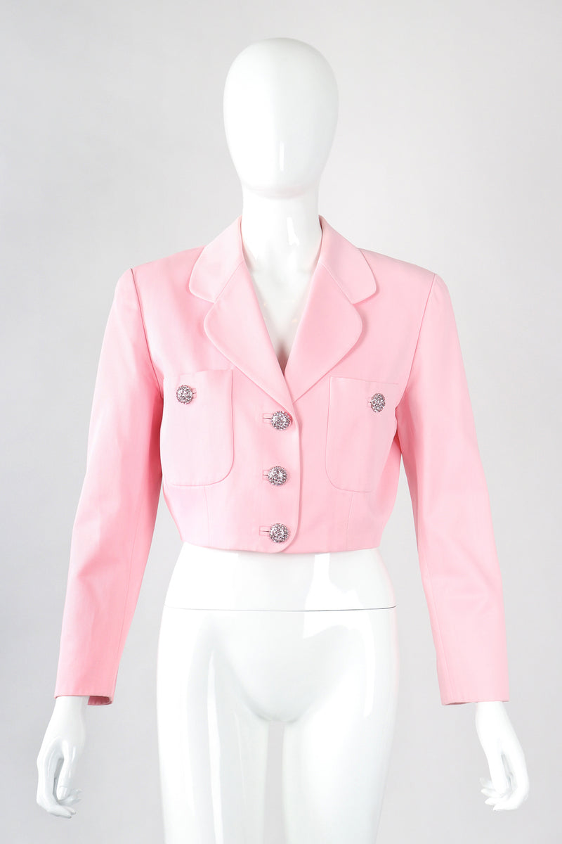 Recess Designer Consignment Vintage Georges Rech Millennial Pink Boxy Cropped Sateen Jacket Los Angeles Resale